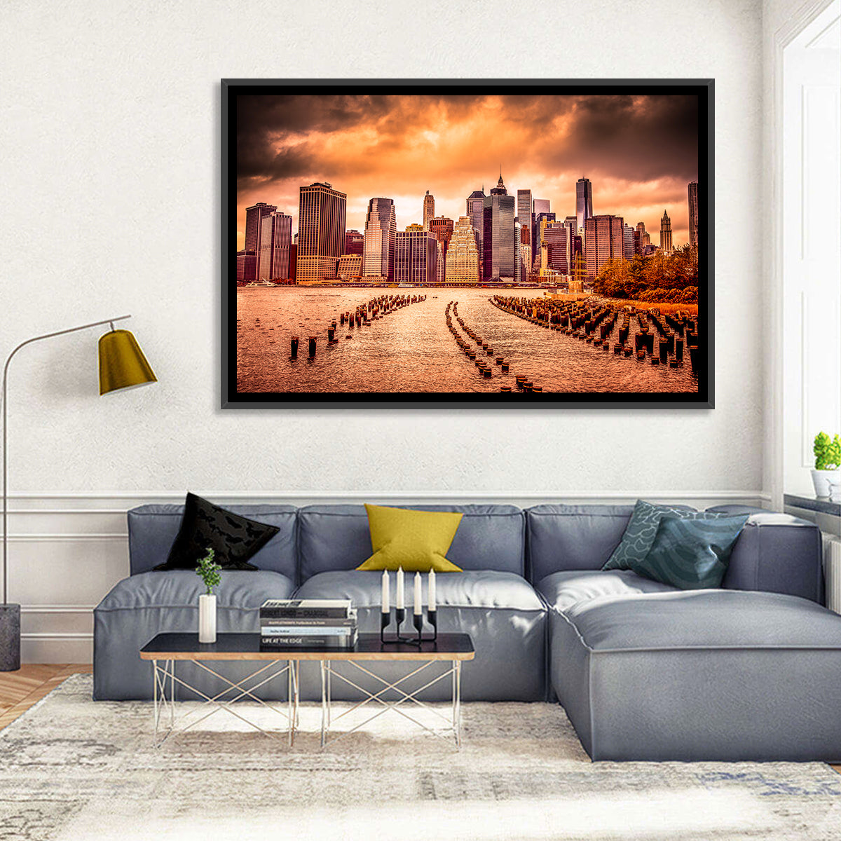 Lower Manhattan Financial District Wall Art in a room, landscape