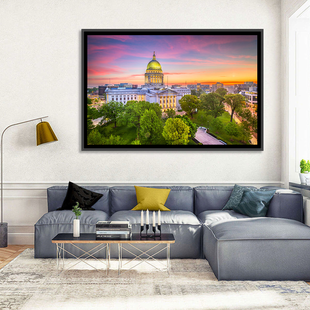 Madison State Capitol at Dusk Wall Art in a room, landscape