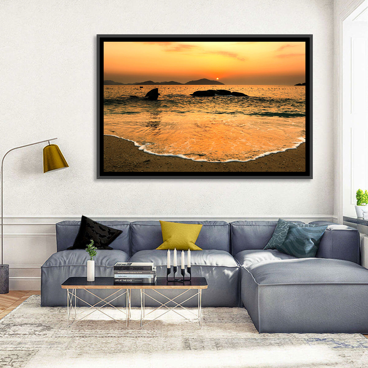 Khanh Hoa Beach Sunset Wall Art in a room, landscape
