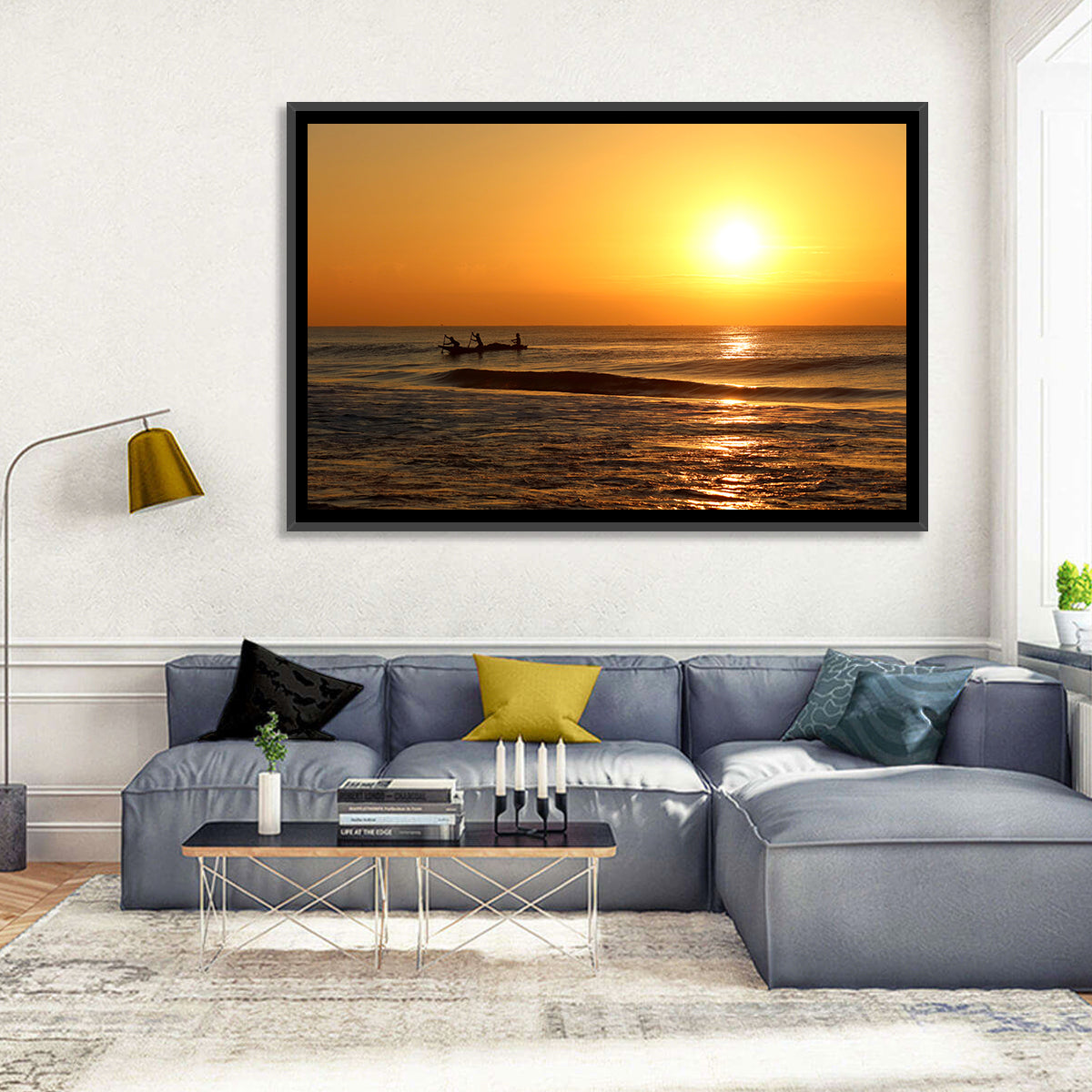 Puri Beach Sunrise Wall Art in a room, landscape