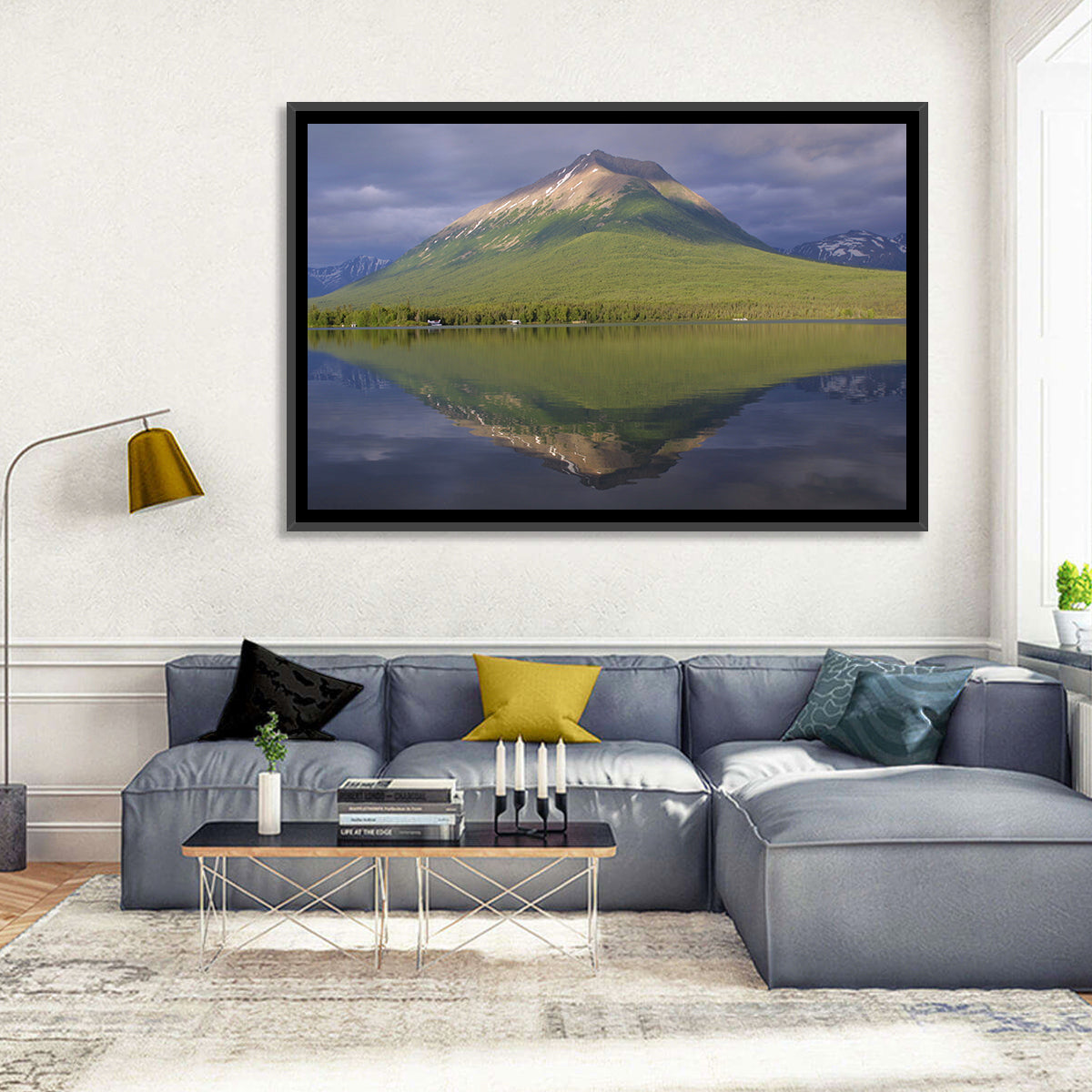 Mount Tanalian from Lake Clark Wall Art in a room, landscape