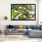Watercolor Rock Garden Stream Wall Art