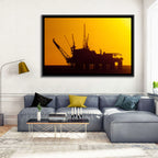 Oil Rig Silhouette at Sunset Wall Art
