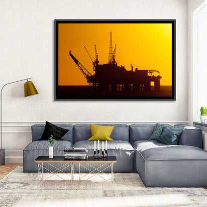 Oil Rig Silhouette at Sunset Wall Art