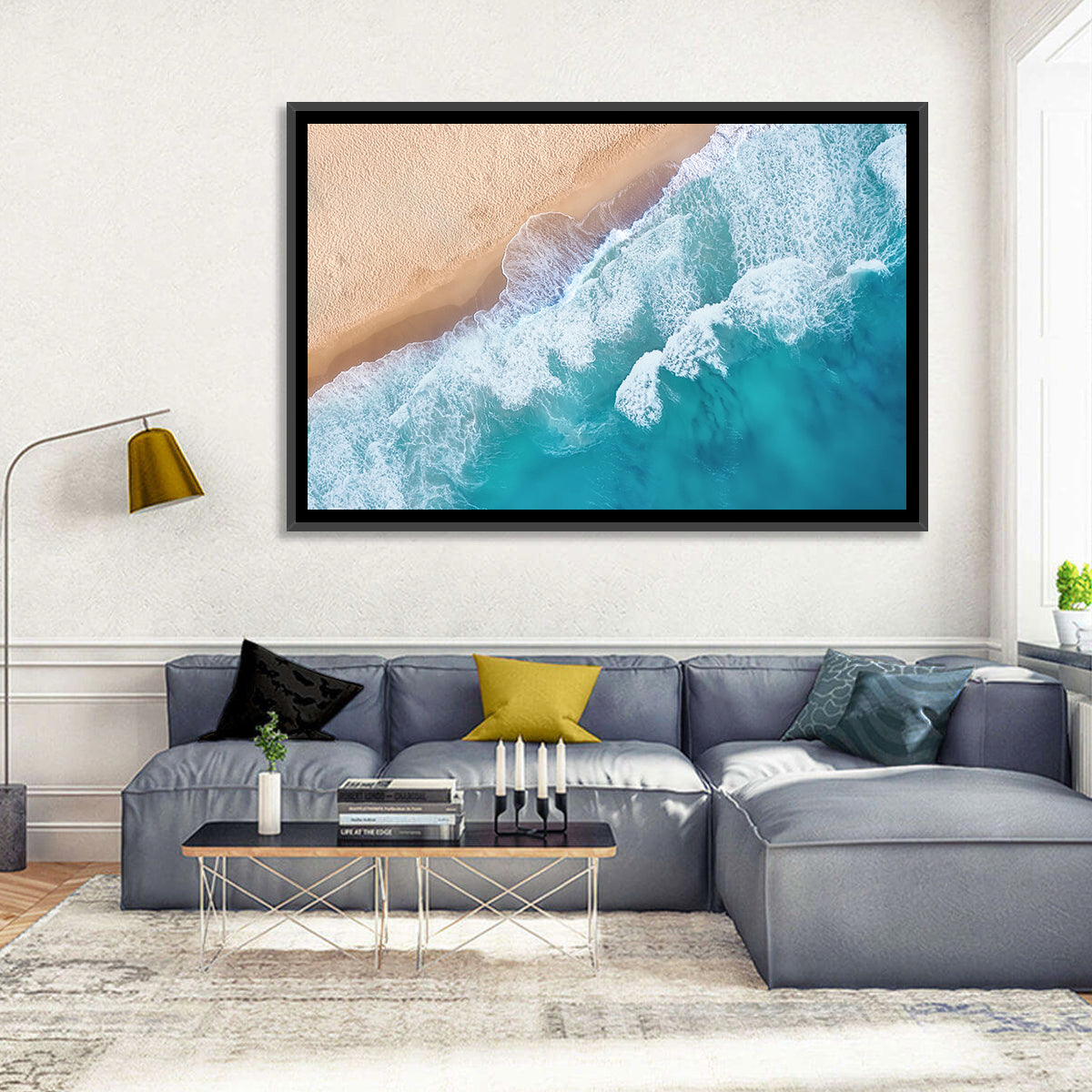 Aerial Turquoise Beach Waves Wall Art