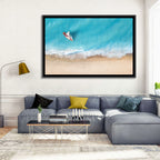 Centered Sailboat Over Turquoise Sea Wall Art