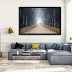 Foggy Tree Lined Walkway in Autumn Wall Art