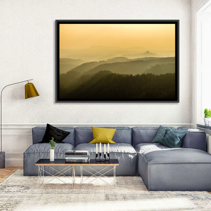 Misty Golden Ridge Landscape Wall Art