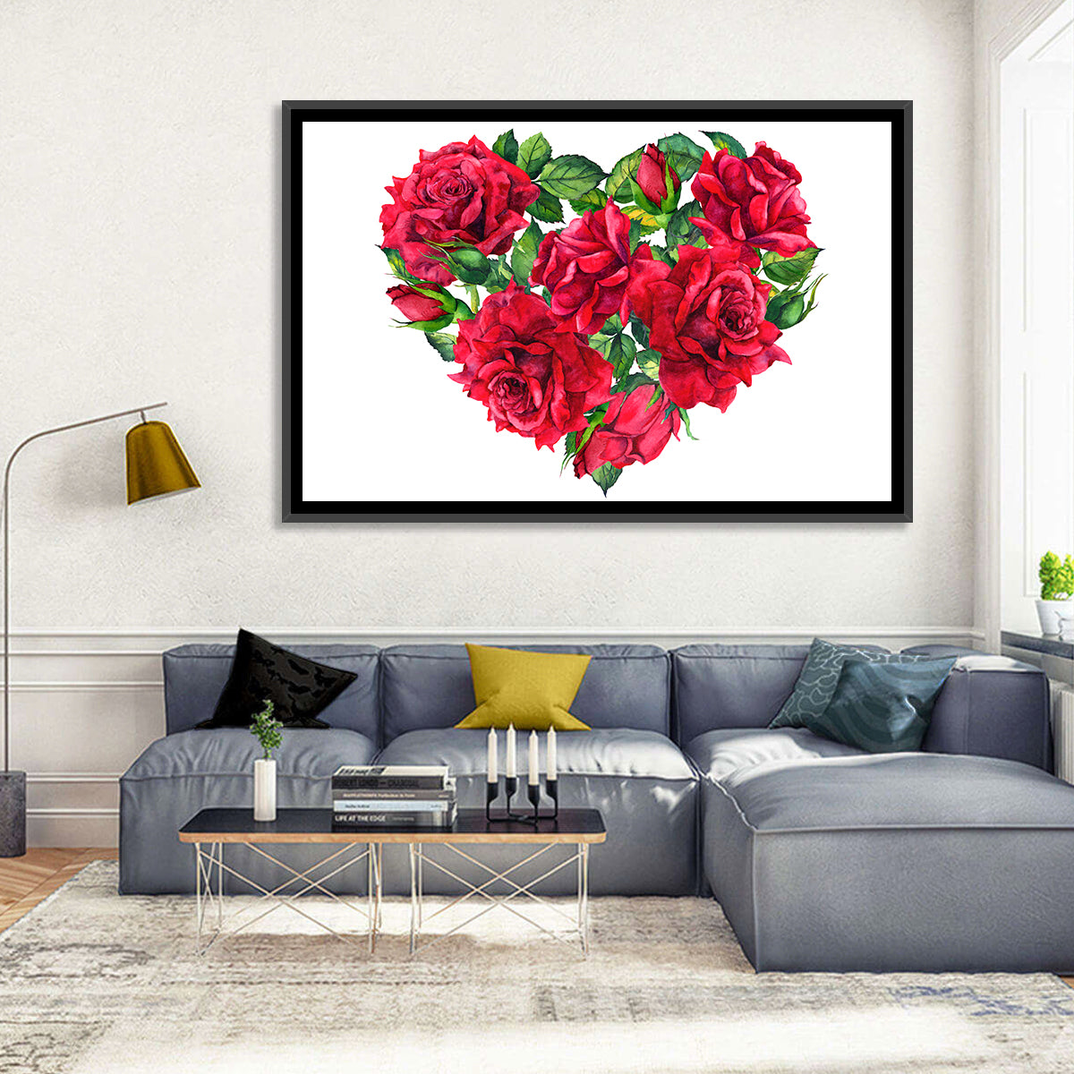 Watercolor Rose Heart Wall Art