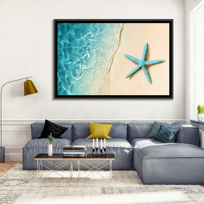 Blue Starfish on Sandy Beach Wall Art