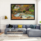 Mossy Footbridge in Autumn Forest Wall Art