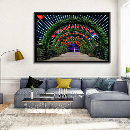 Red Lantern Trellis Tunnel Wall Art