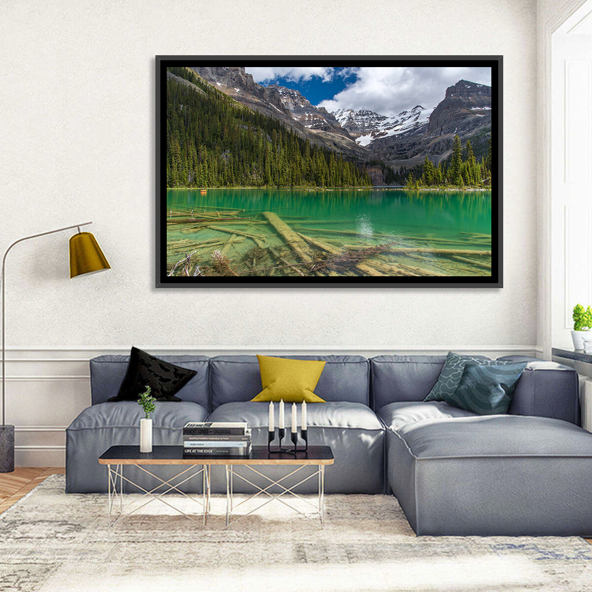 Lake O'hara Reflection Wall Art in a room, landscape