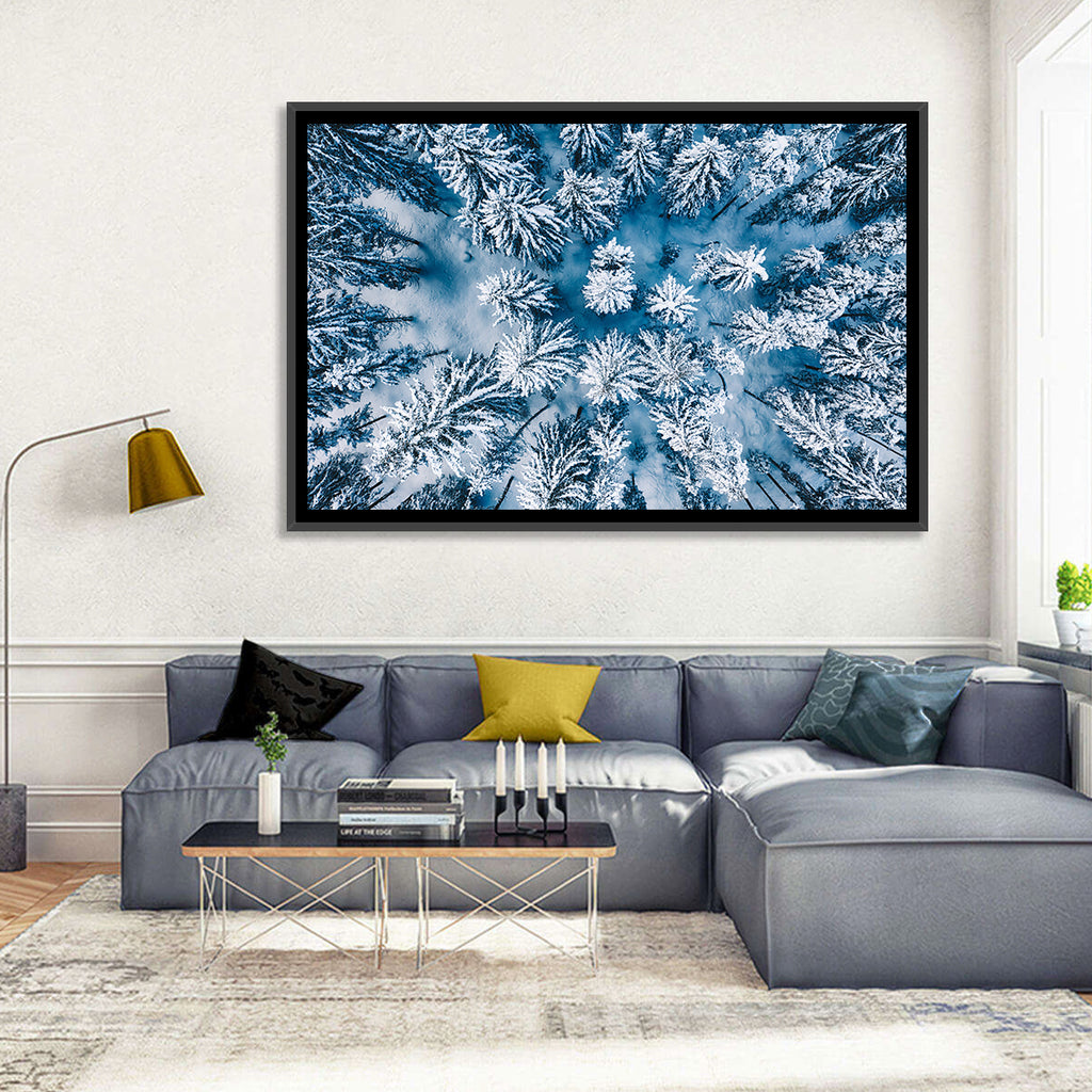 Aerial Snowy Evergreen Canopy Wall Art