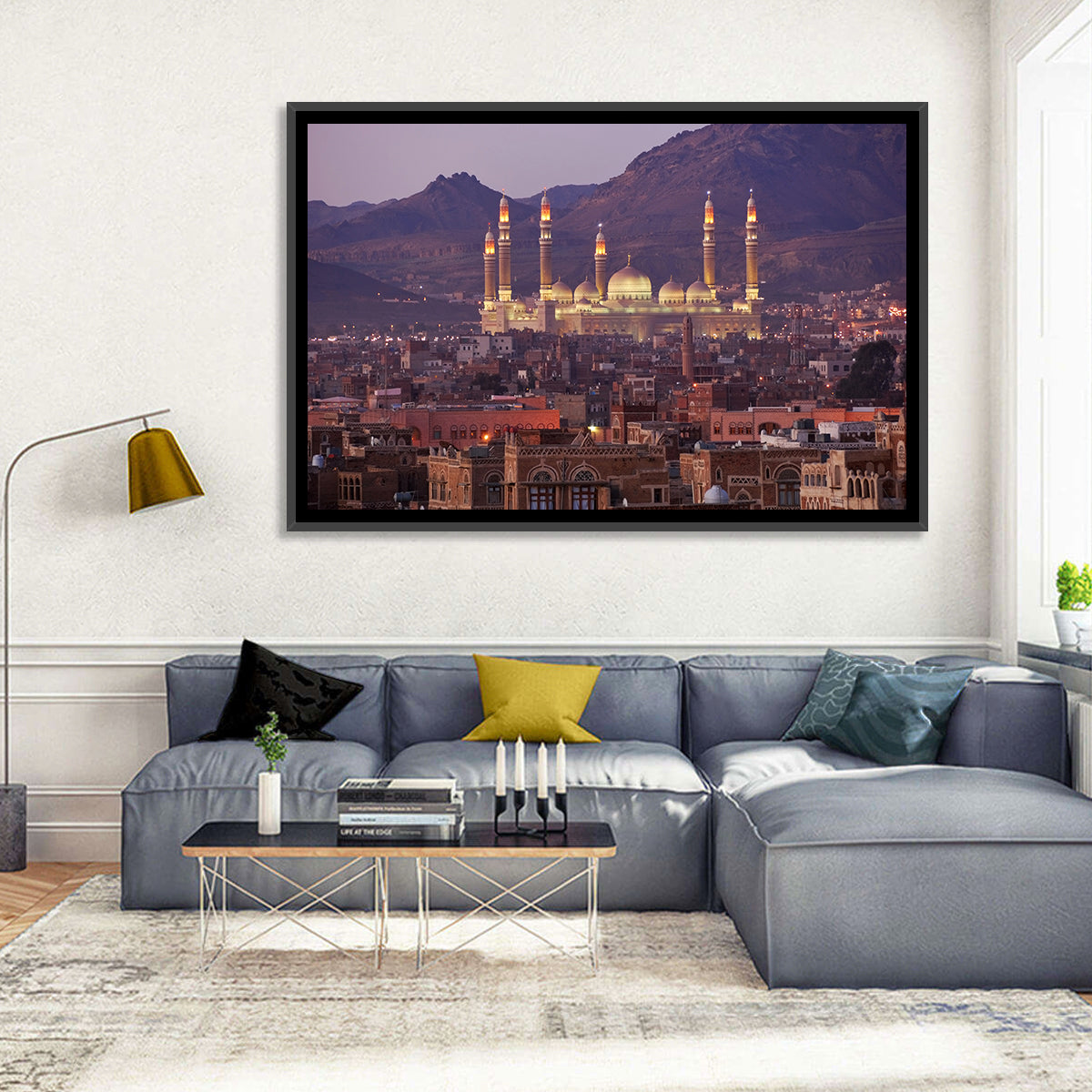 Al-saleh Mosque at Dusk Wall Art in a room, landscape