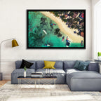 Aerial Tropical Shoreline with Six Boats Wall Art