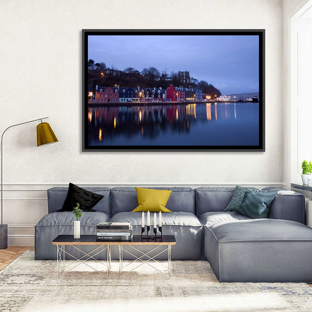 Tobermory Harbour at Twilight Wall Art in a room, landscape