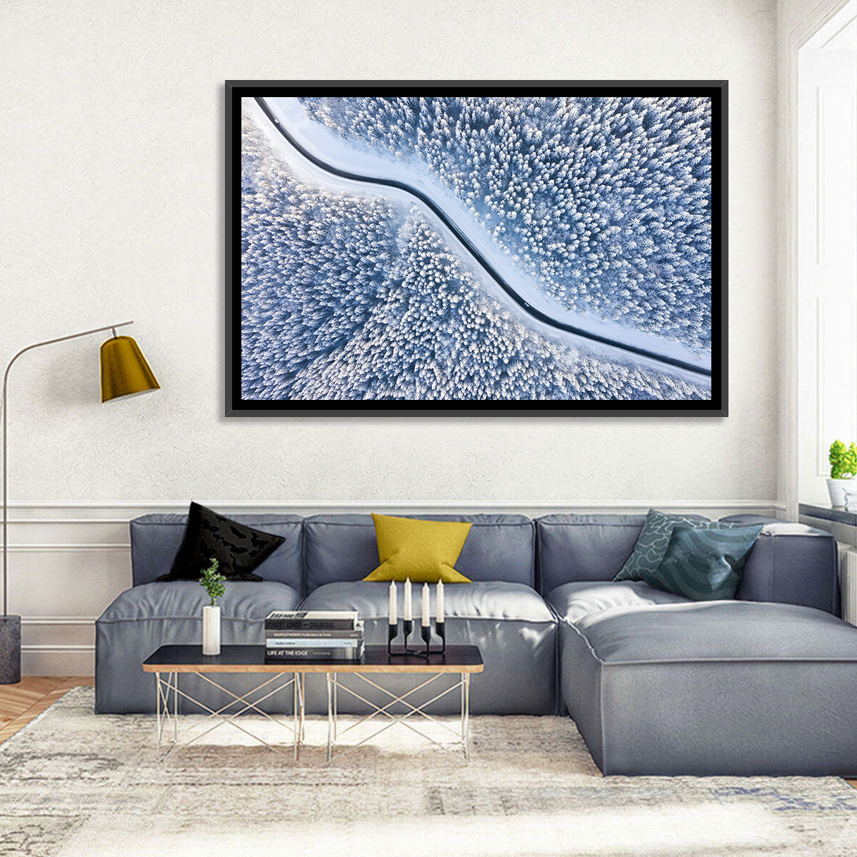 Winding Snowy Forest Road Wall Art