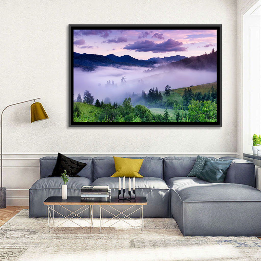 Misty Mountain Valley at Twilight Wall Art