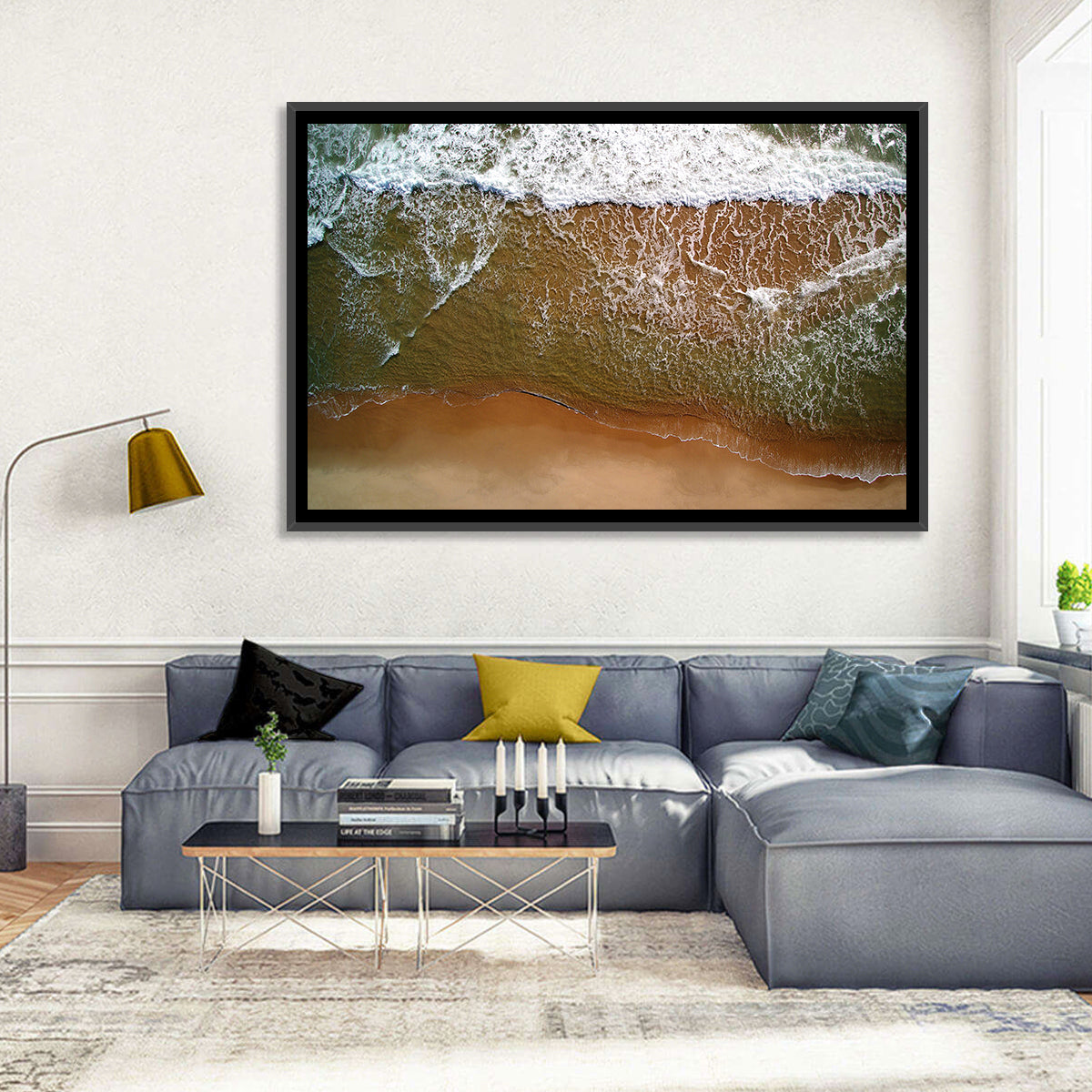 Misquamicut Beach Aerial View Wall Art in a room, landscape