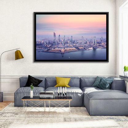 Kuwait City Twilight Skyline Wall Art
