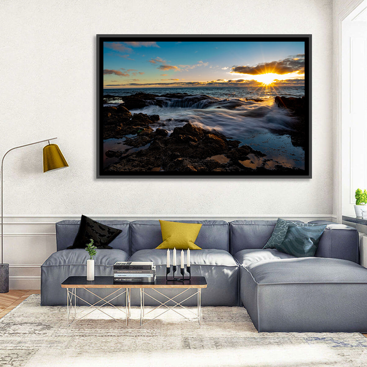 Thor's Well Sunset, Oregon Coast Wall Art in a room, landscape