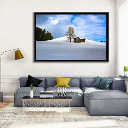 Rustic Barn on a Snowy Hill Wall Art