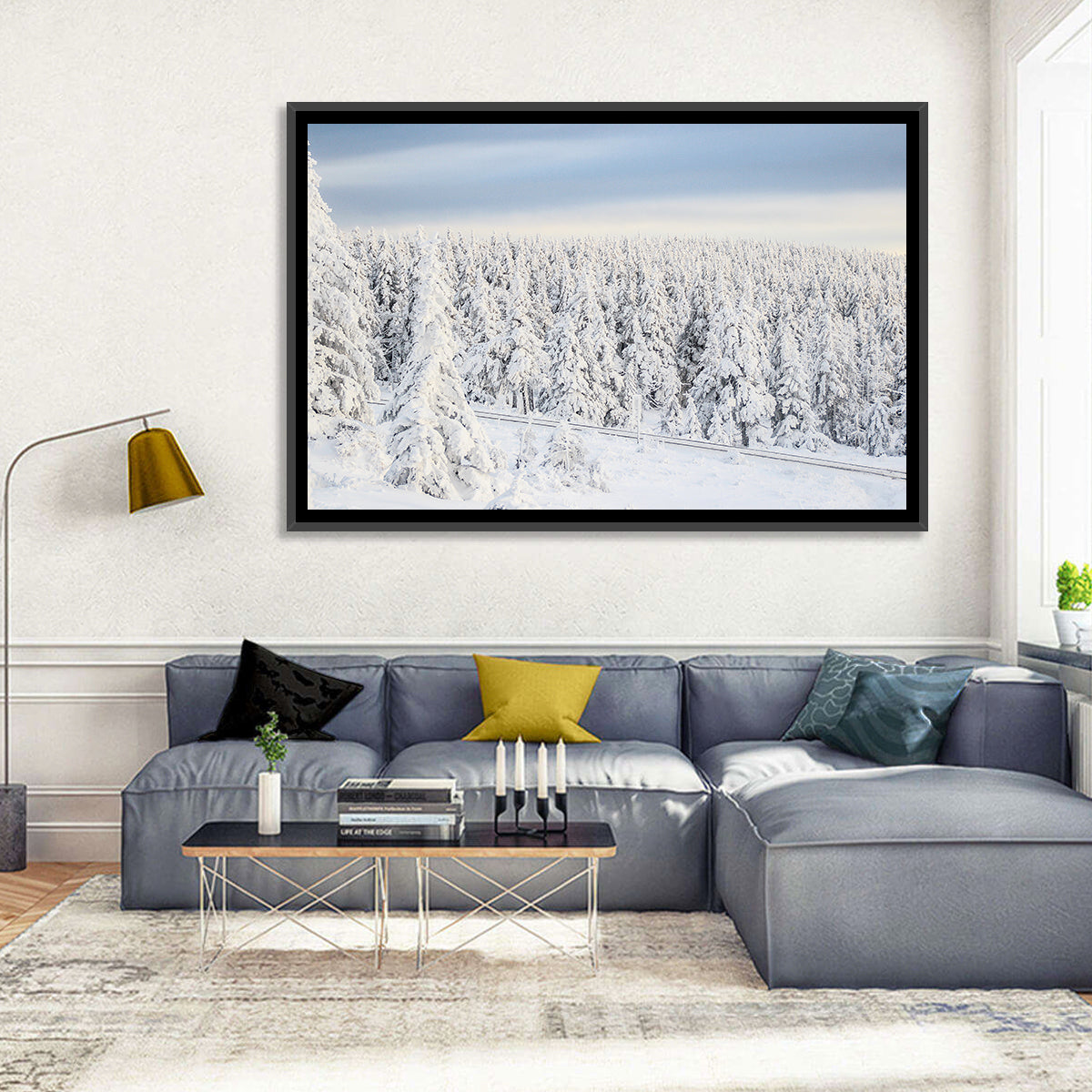 Snowy Forest Railway Tracks Wall Art