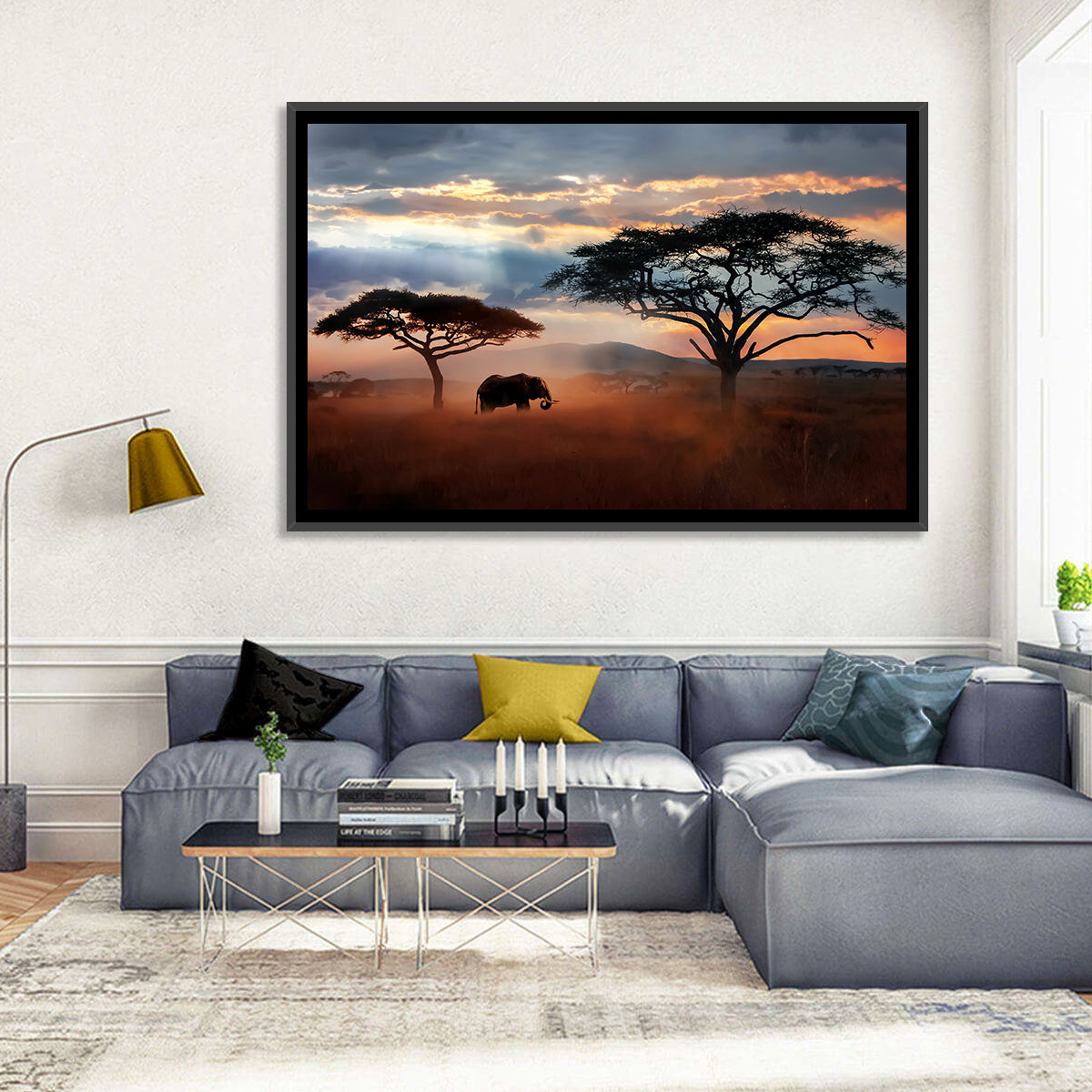 Savanna Elephant at Sunset Wall Art