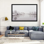 Frozen River Reflection in Winter Fog Wall Art