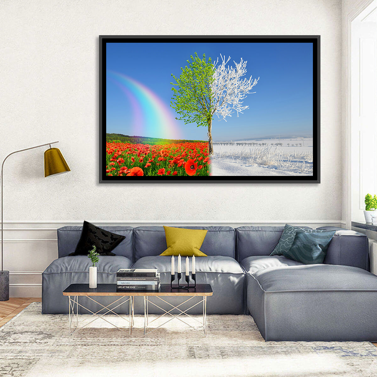 Seasonal Split Landscape Wall Art in a room, landscape