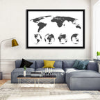 Stylized World Map and Globe Icons Wall Art
