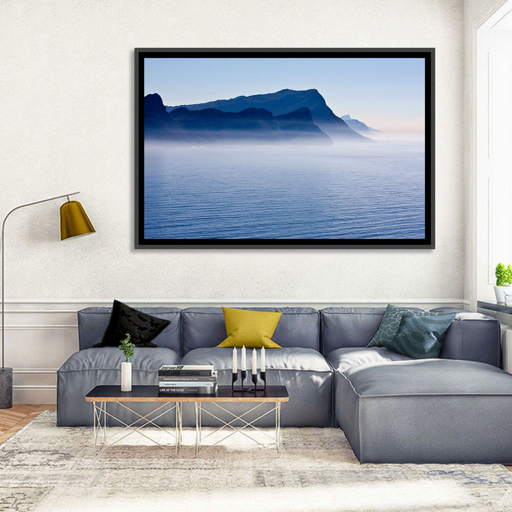 Misty Coastal Cliffs and Mountain Layers Wall Art
