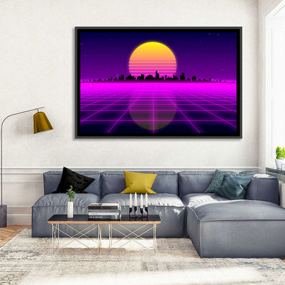 Neon Sunrise Skyline Wall Art