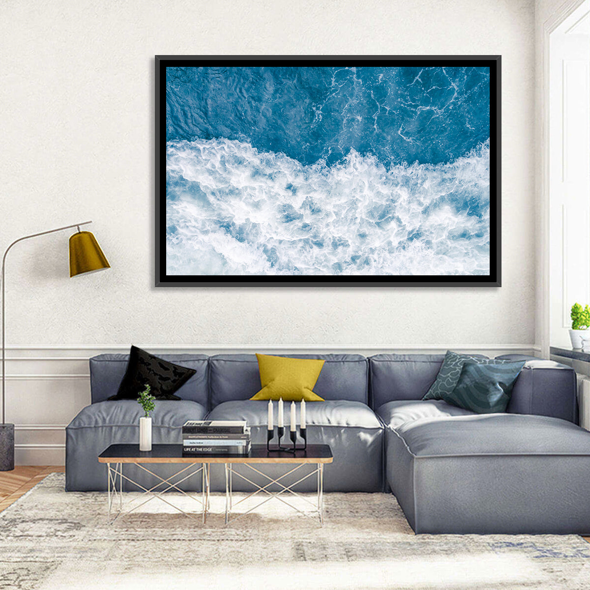 Stormy Blue Sea Wave Wall Art