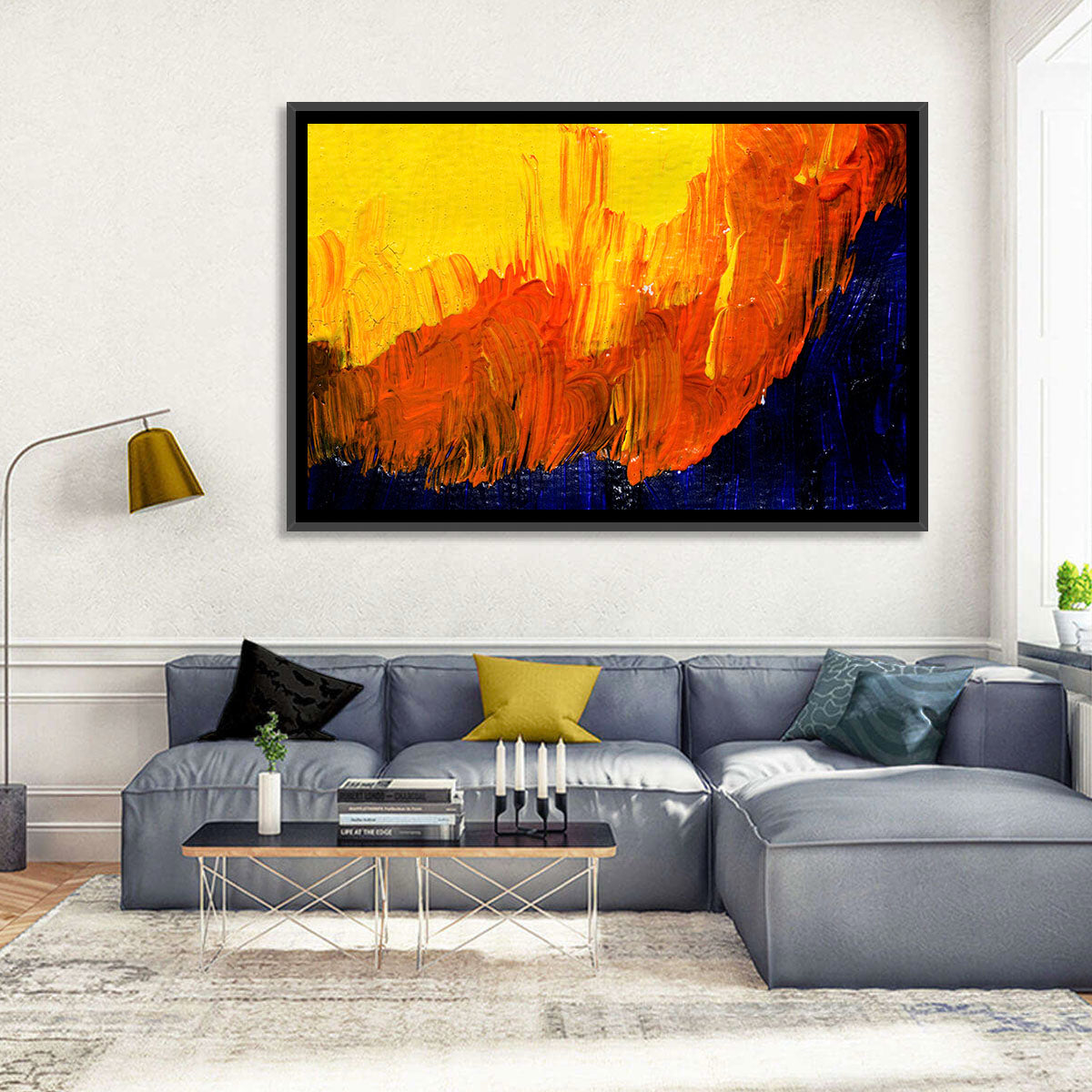 Mountain Ridge Abstract Wall Art in a room, landscape