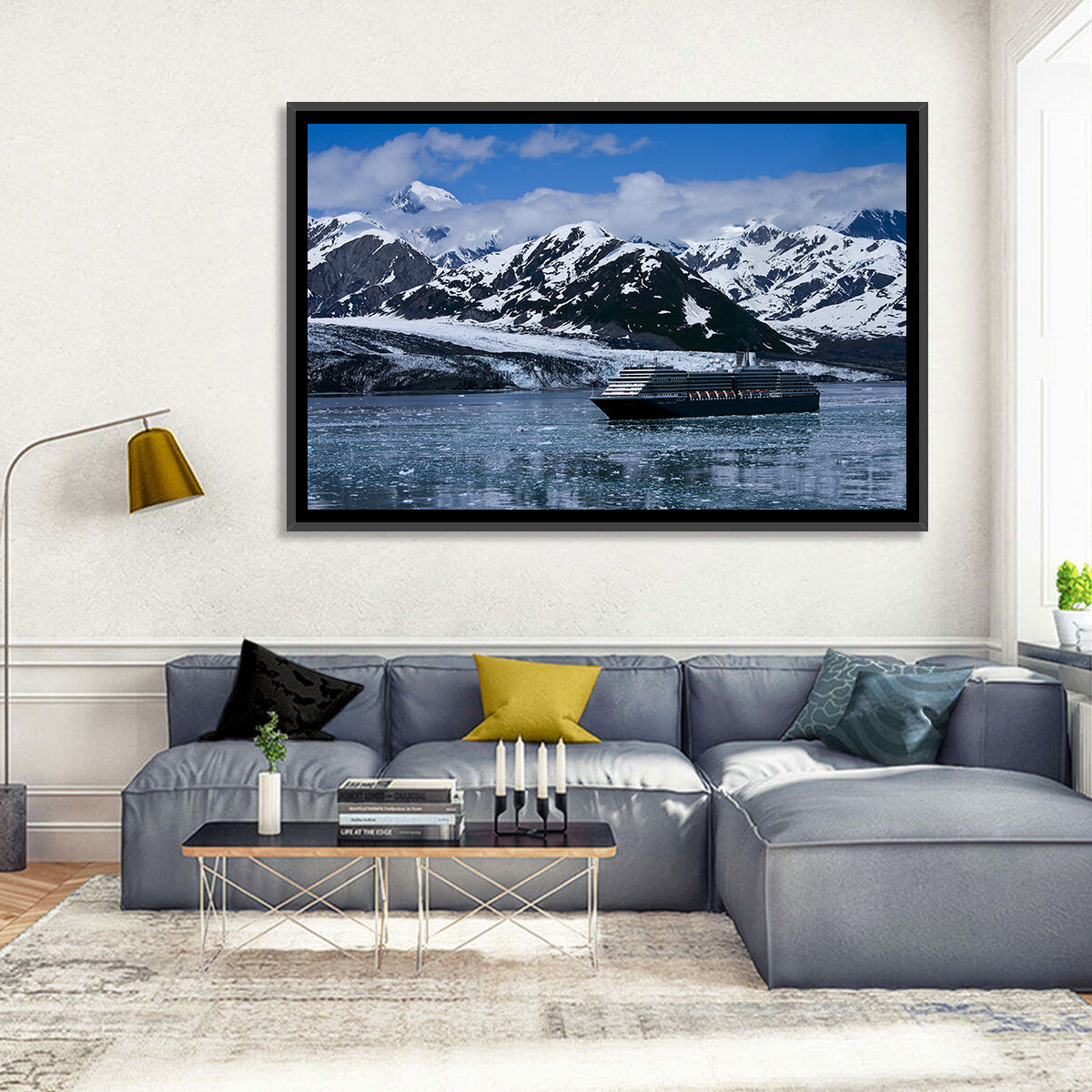 Cruise Ship in Yakutat Bay Wall Art in a room, landscape