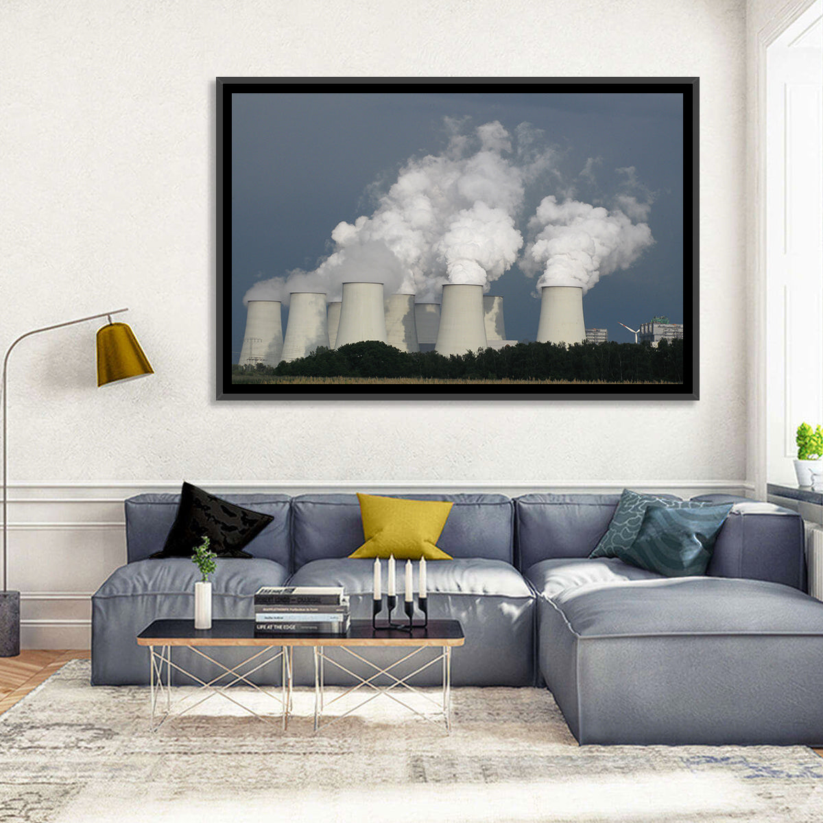 Cooling Towers at Coal Power Plant Wall Art in a room, landscape