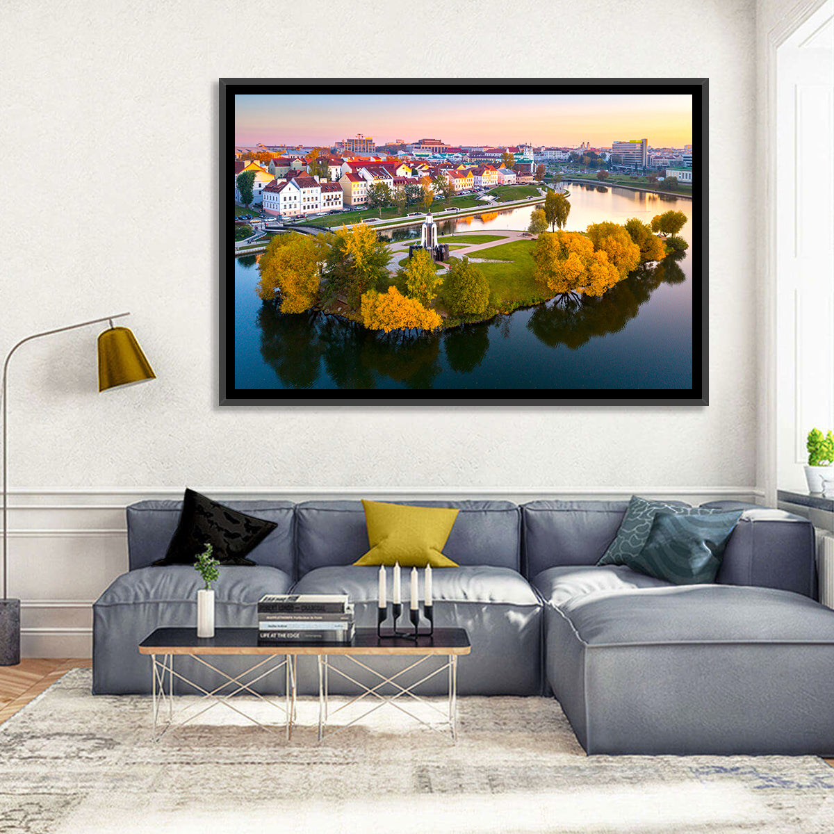 Minsk Island of Tears Golden Dusk Wall Art in a room, landscape