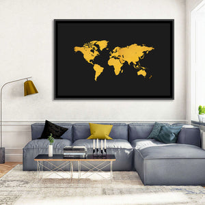 Gold Texture World Map Wall Art