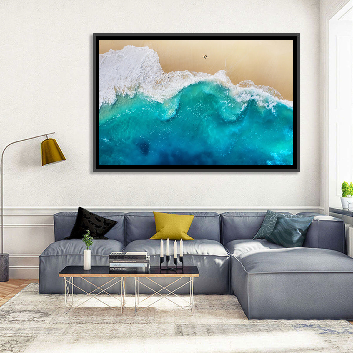 Nusa Penida Aerial Beach Wall Art in a room, landscape