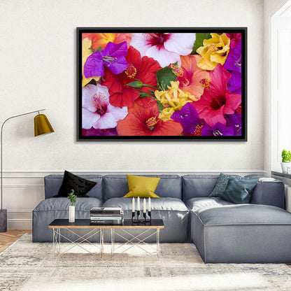 Tropical Bougainvillea and Hibiscus Bloom Wall Art