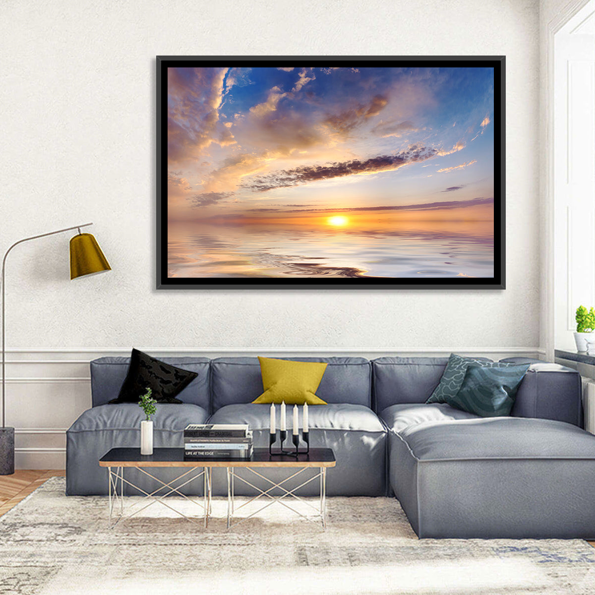 Sunlit Clouds Over Calm Sea Wall Art