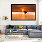 Horse and Rider at Sunset Wall Art