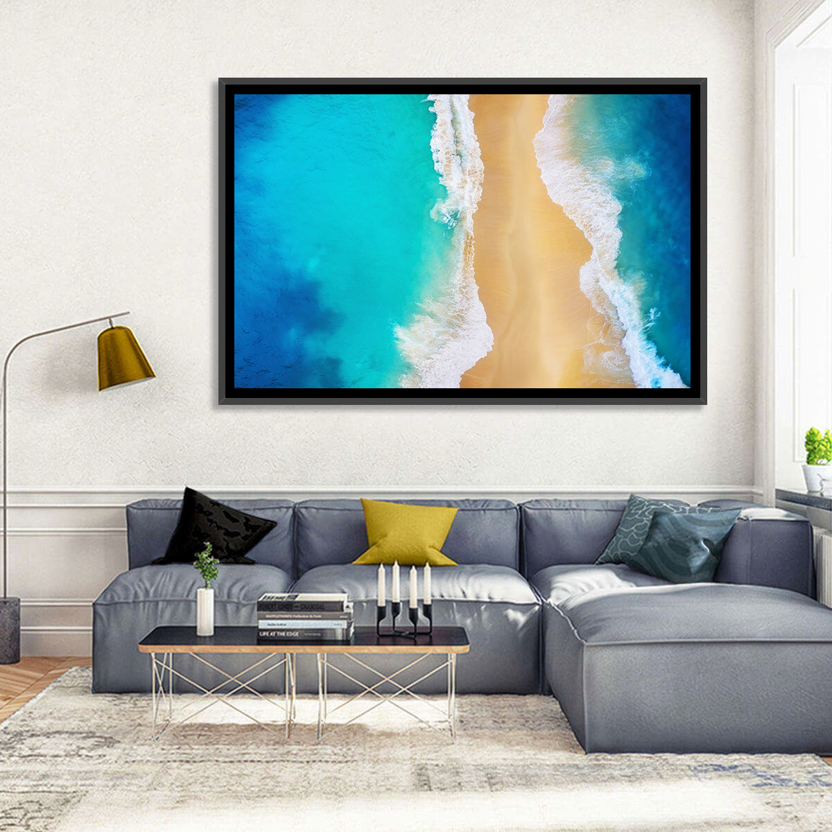 Nusa Penida Turquoise Beach Wall Art in a room, landscape