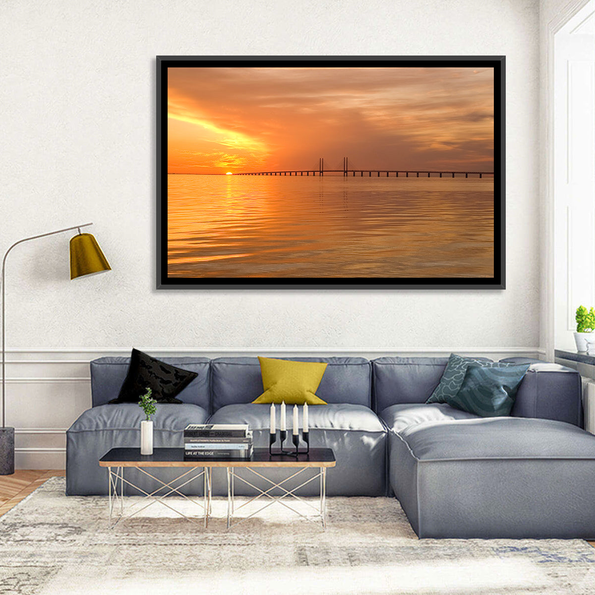 Øresund Bridge in Golden Light Wall Art