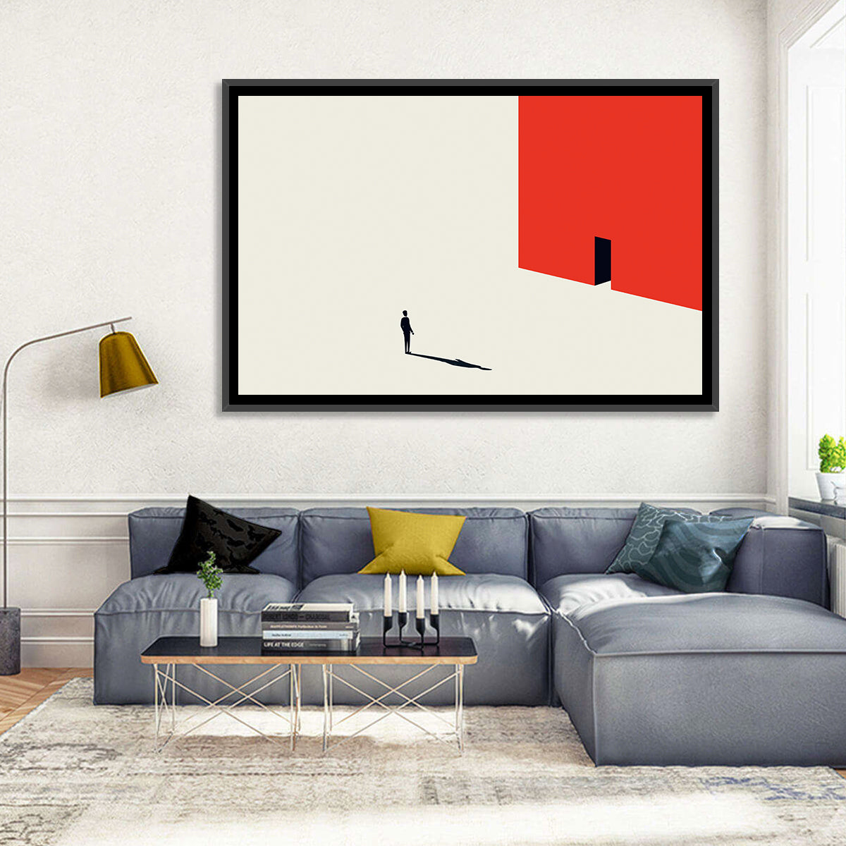 Solitary Figure with Red Door Wall Art