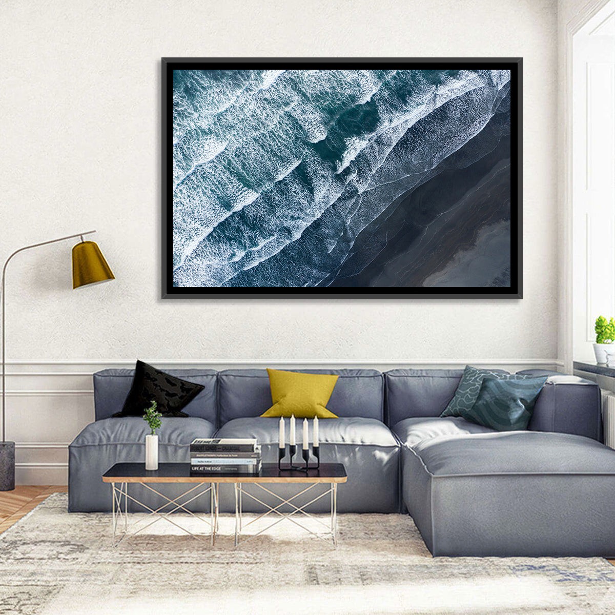 Volcanic Surf on Black Sand Wall Art