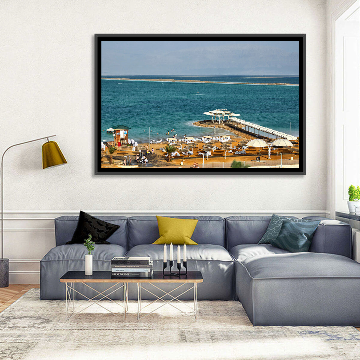 Dead Sea Boardwalk Wall Art in a room, landscape