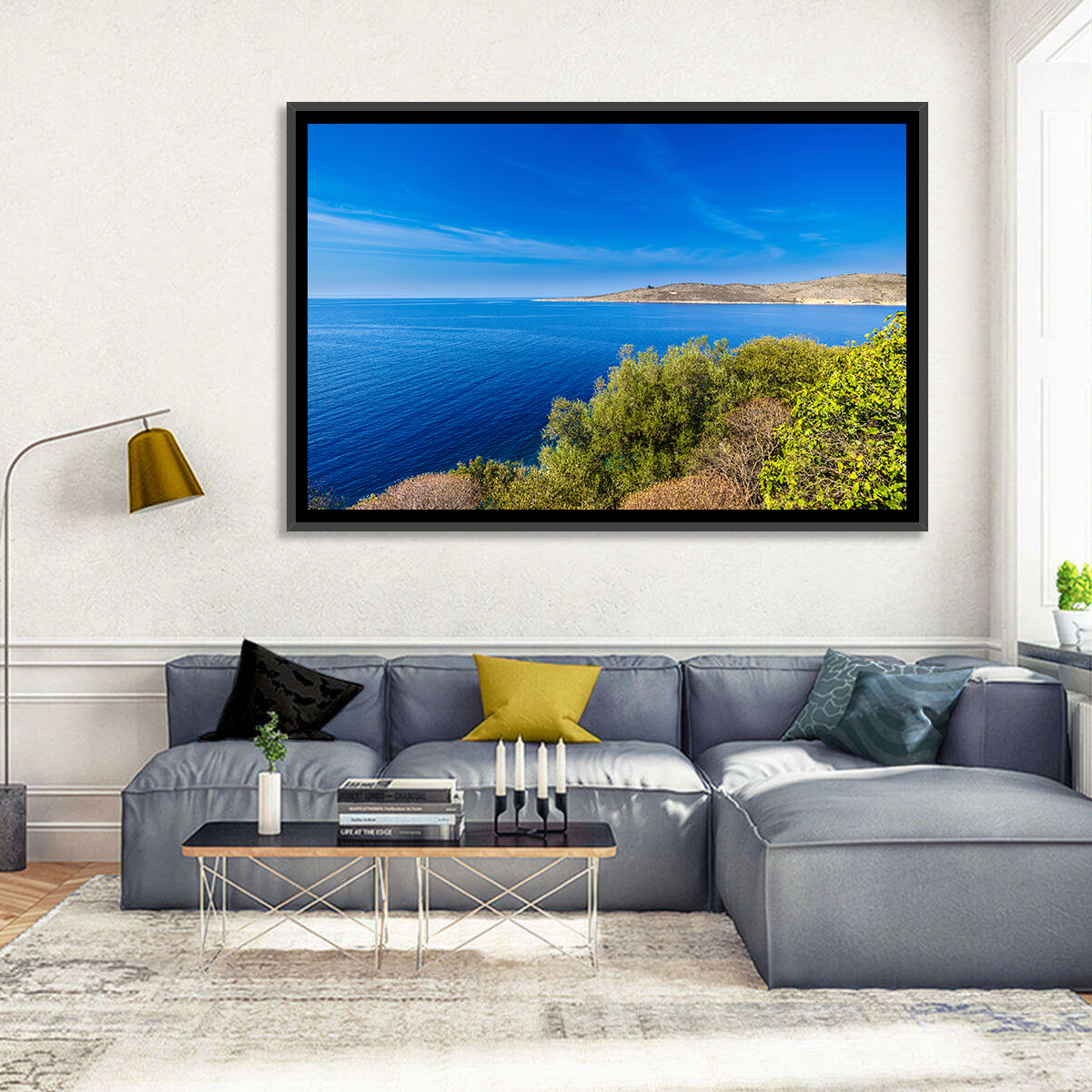 Sunlit Albanian Coastline Wall Art